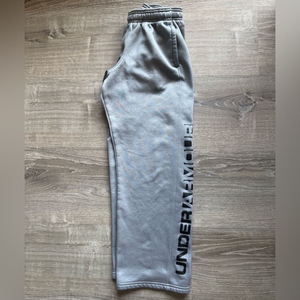 Under Armour UA Boy’s Size Youth M Storm Gray Fleece Athletic Pants Coldgear EUC